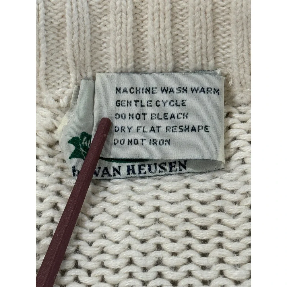 Vintage 417 Van Heusen Mens Medium Ramie Cotton Geometric Diamond Knit Sweater